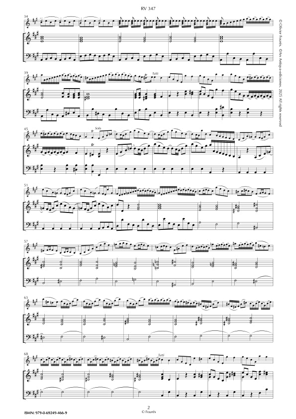 RV 347 Concerto per Violino in La maggiore "La Stravaganza" opera quarta N.V