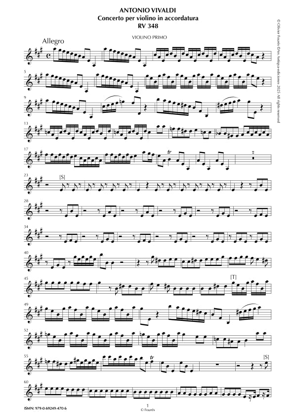 RV 348 Concerto per Violino in La maggiore -per Violino in accordatura- -La Cetra- opera nona n.VI