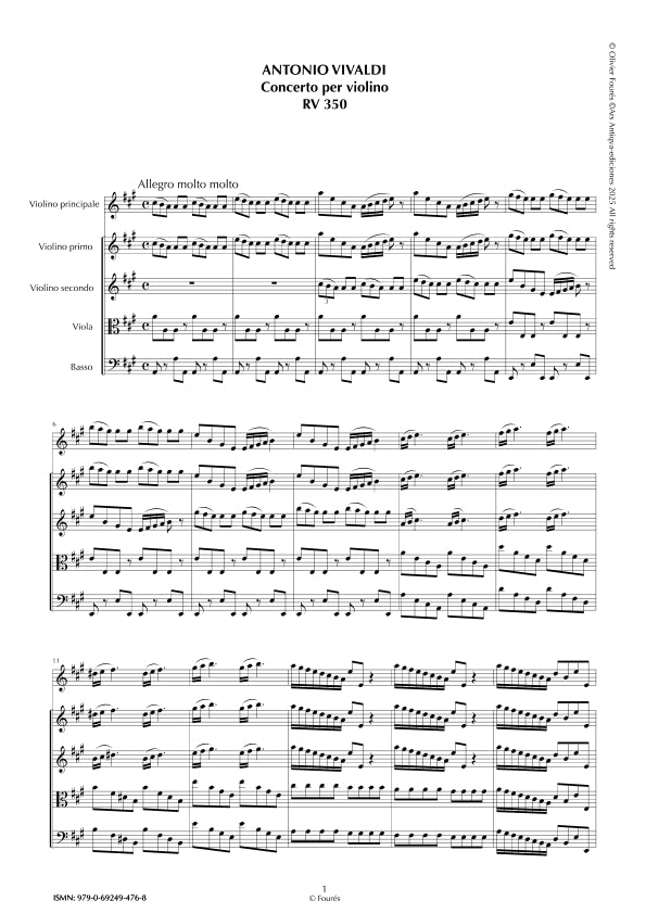 RV 350 Concerto per Violino in La maggiore