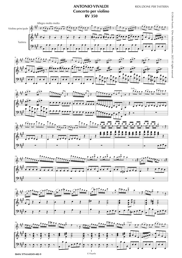 RV 350 Concerto per Violino in La maggiore