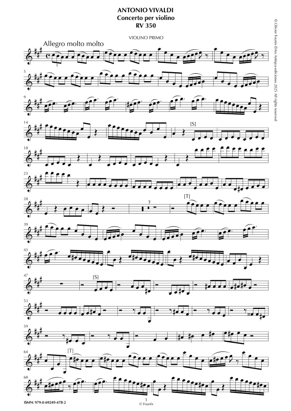 RV 350 Concerto per Violino in La maggiore