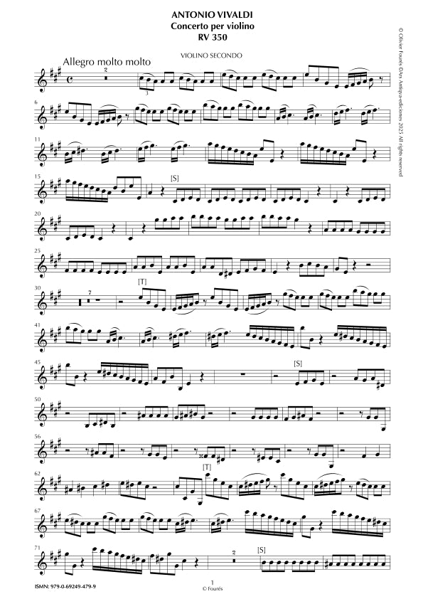 RV 350 Concerto per Violino in La maggiore