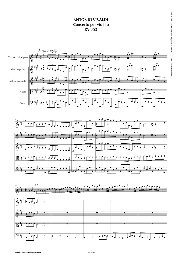RV 352 Concerto per Violino in La maggiore
