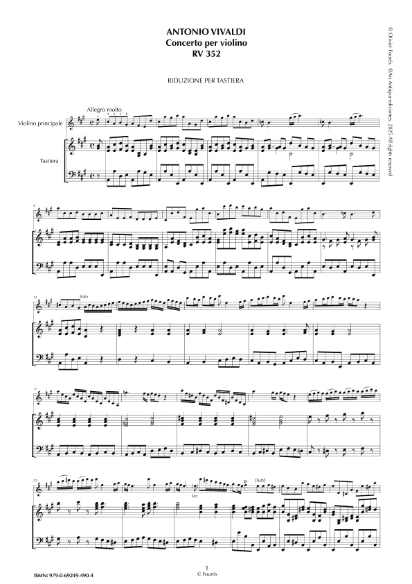 RV 352 Concerto per Violino in La maggiore