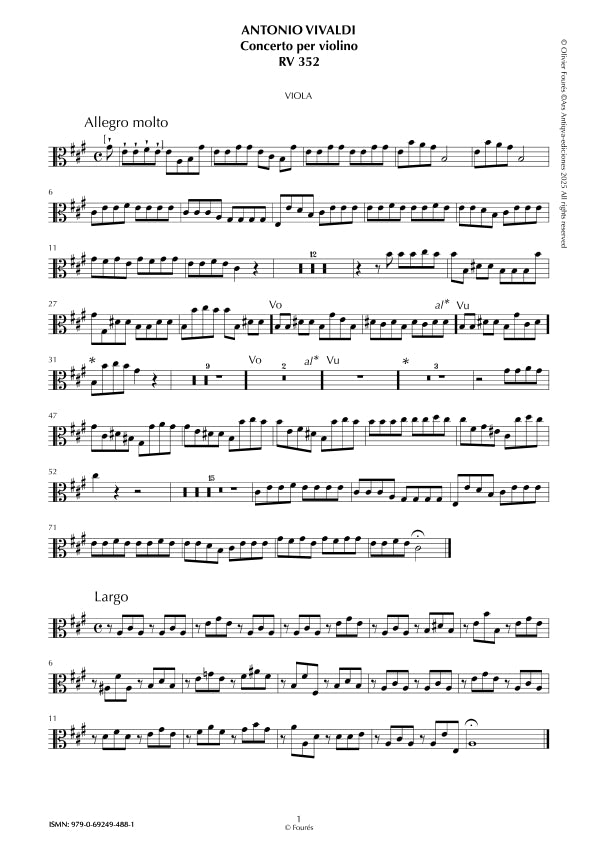 RV 352 Concerto per Violino in La maggiore