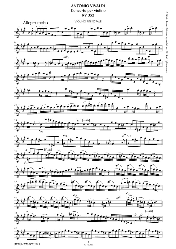 RV 352 Concerto per Violino in La maggiore