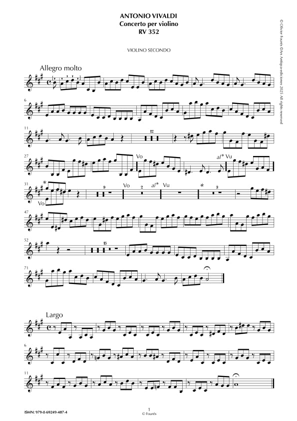 RV 352 Concerto per Violino in La maggiore