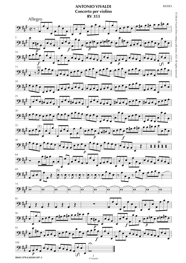 RV 353 Concerto per Violino in La maggiore