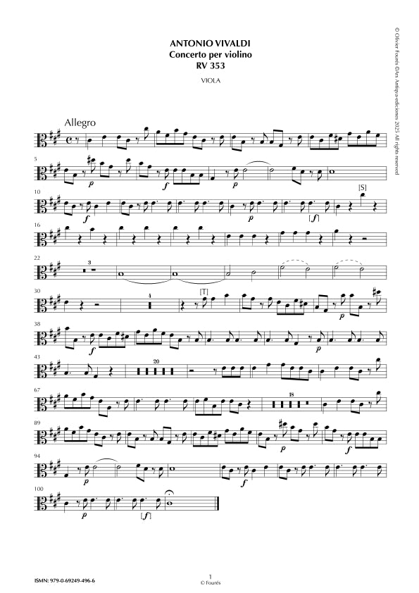 RV 353 Concerto per Violino in La maggiore