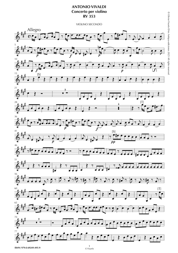 RV 353 Concerto per Violino in La maggiore