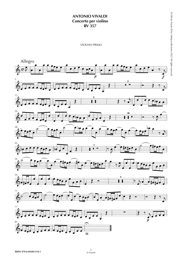 RV 357 Concerto per Violino in la minore "La Stravaganza" opera quarta N.IV