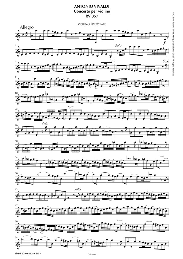 RV 357 Concerto per Violino in la minore "La Stravaganza" opera quarta N.IV