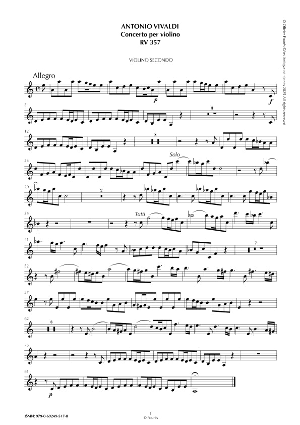 RV 357 Concerto per Violino in la minore "La Stravaganza" opera quarta N.IV