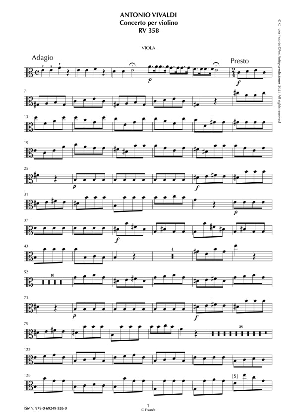 RV 358 Concerto per Violino in la minore "La Cetra" opera nona n.V