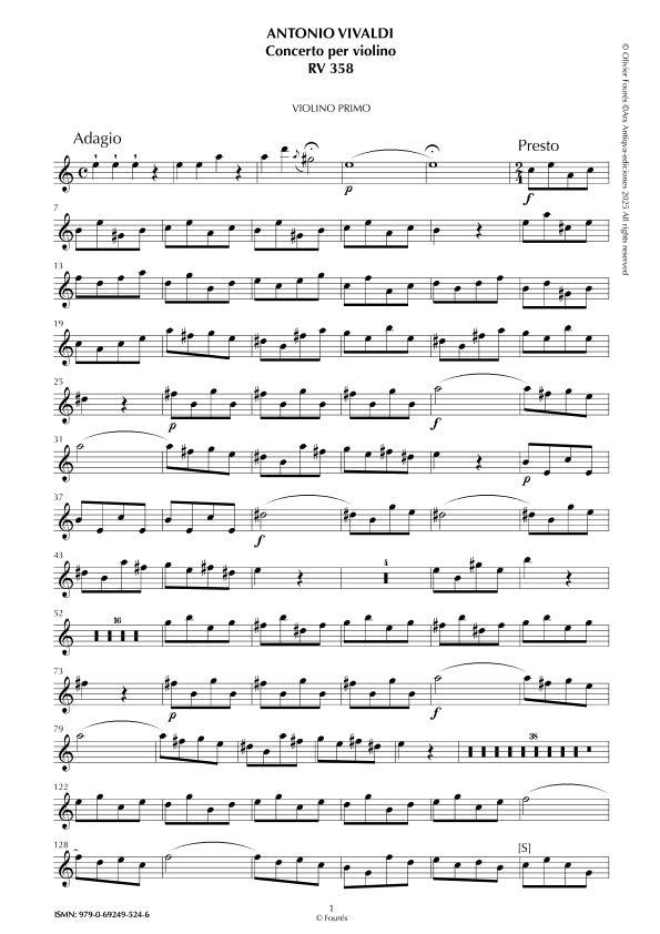 RV 358 Concerto per Violino in la minore "La Cetra" opera nona n.V