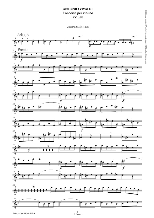 RV 358 Concerto per Violino in la minore "La Cetra" opera nona n.V