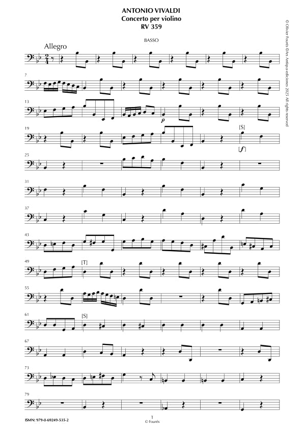 RV 359 Concerto per Violino in SI-b maggiore "La Cetra" opera nona n.VII