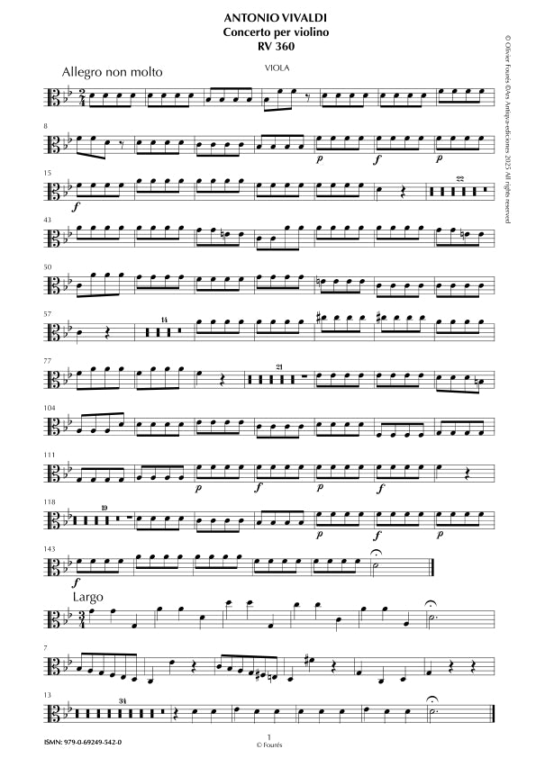 RV 360 Concerto per Violino in Sib maggiore -ricostruzione Olivier Fourés-