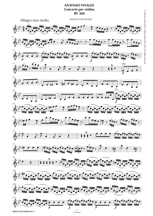 RV 360 Concerto per Violino in Sib maggiore -ricostruzione Olivier Fourés-