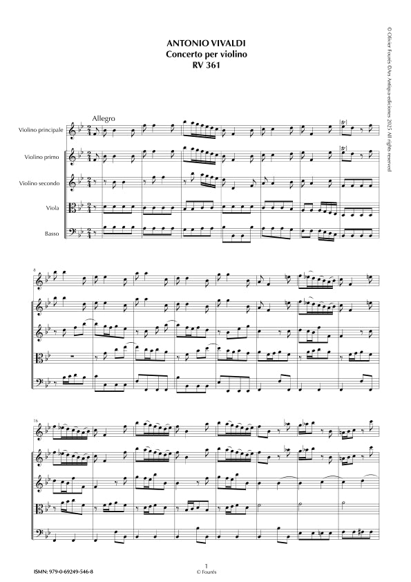 RV 361 Concerto per Violino in SI-b maggiore