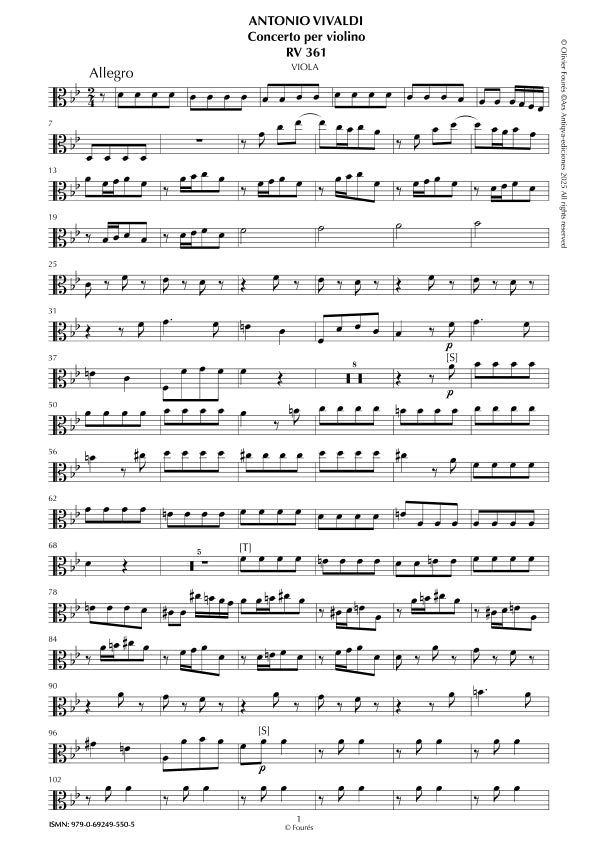 RV 361 Concerto per Violino in SI-b maggiore