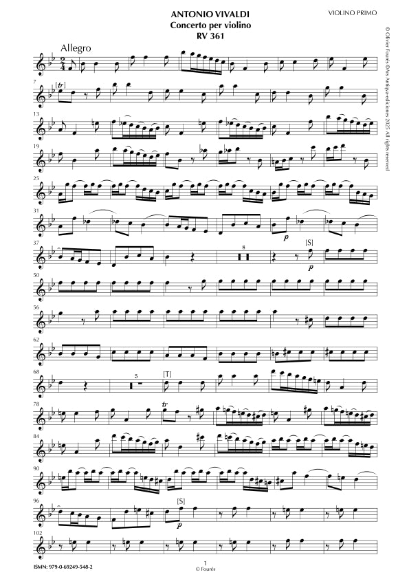 RV 361 Concerto per Violino in SI-b maggiore