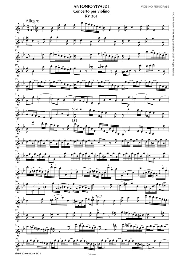 RV 361 Concerto per Violino in SI-b maggiore