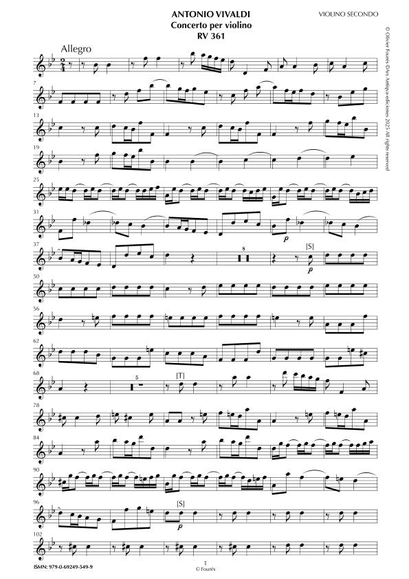 RV 361 Concerto per Violino in SI-b maggiore