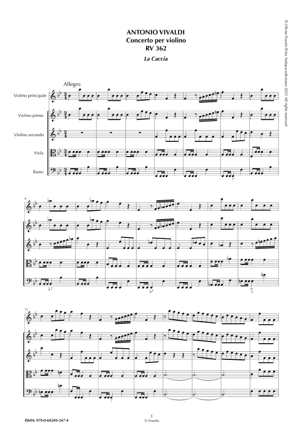 RV 362 Concerto per Violino in SI-b maggiore -LA CACCIA- "Il Cimento dell´Armonia e dell´Invenzione" opera ottava N.X