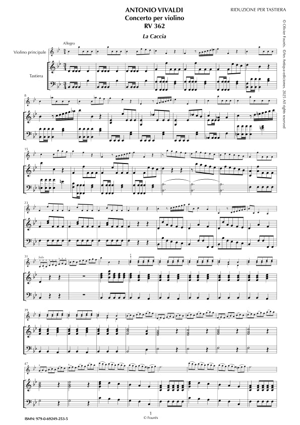 RV 362 Concerto per Violino in SI-b maggiore -LA CACCIA- "Il Cimento dell´Armonia e dell´Invenzione" opera ottava N.X