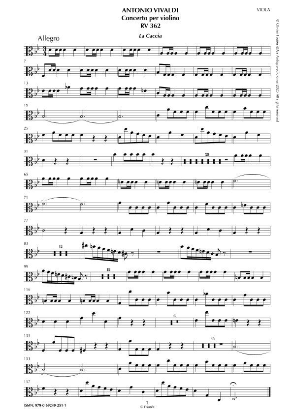 RV 362 Concerto per Violino in SI-b maggiore -LA CACCIA- "Il Cimento dell´Armonia e dell´Invenzione" opera ottava N.X