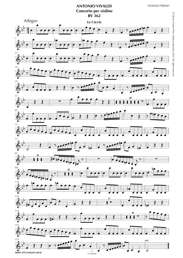 RV 362 Concerto per Violino in SI-b maggiore -LA CACCIA- "Il Cimento dell´Armonia e dell´Invenzione" opera ottava N.X
