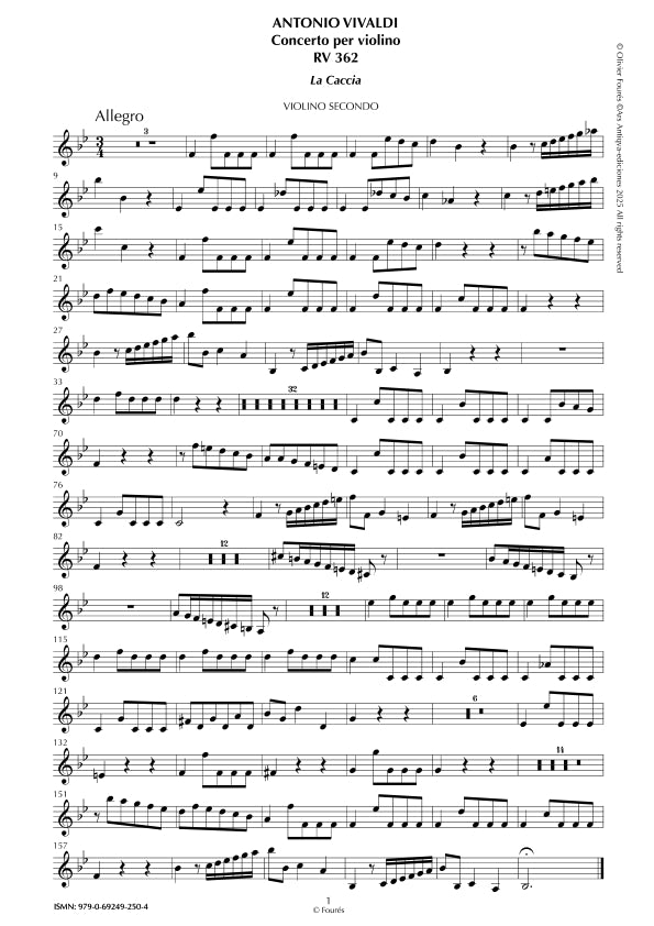 RV 362 Concerto per Violino in SI-b maggiore -LA CACCIA- "Il Cimento dell´Armonia e dell´Invenzione" opera ottava N.X
