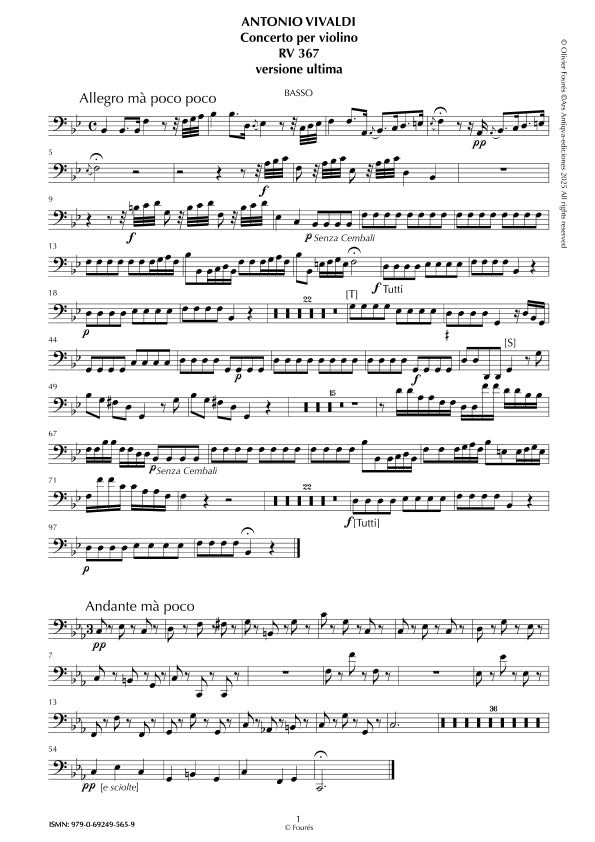 RV 367 Concerto per Violino in Si-b maggiore