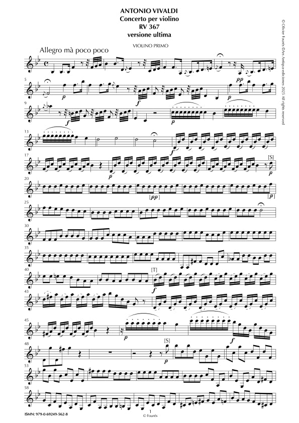 RV 367 Concerto per Violino in Si-b maggiore