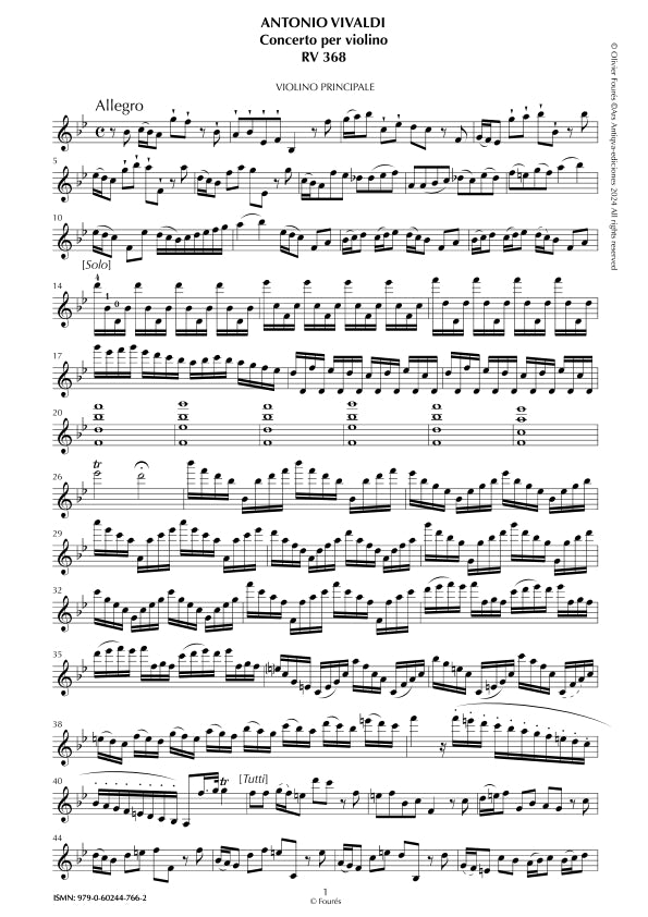 RV 368 Concerto per Violino in SI-b maggiore