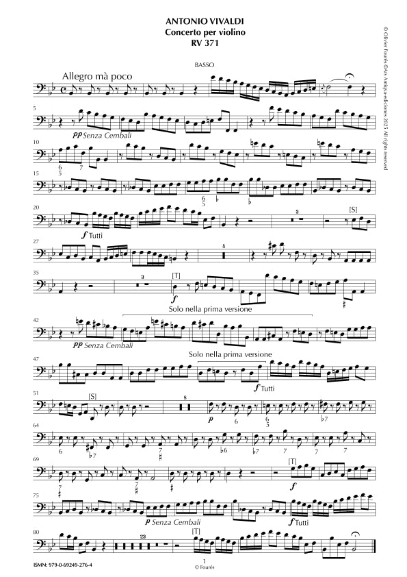 RV 371 Concerto per Violino in SI-b maggiore