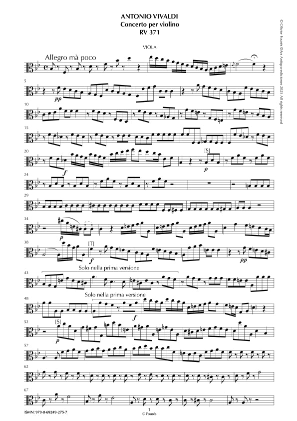 RV 371 Concerto per Violino in SI-b maggiore