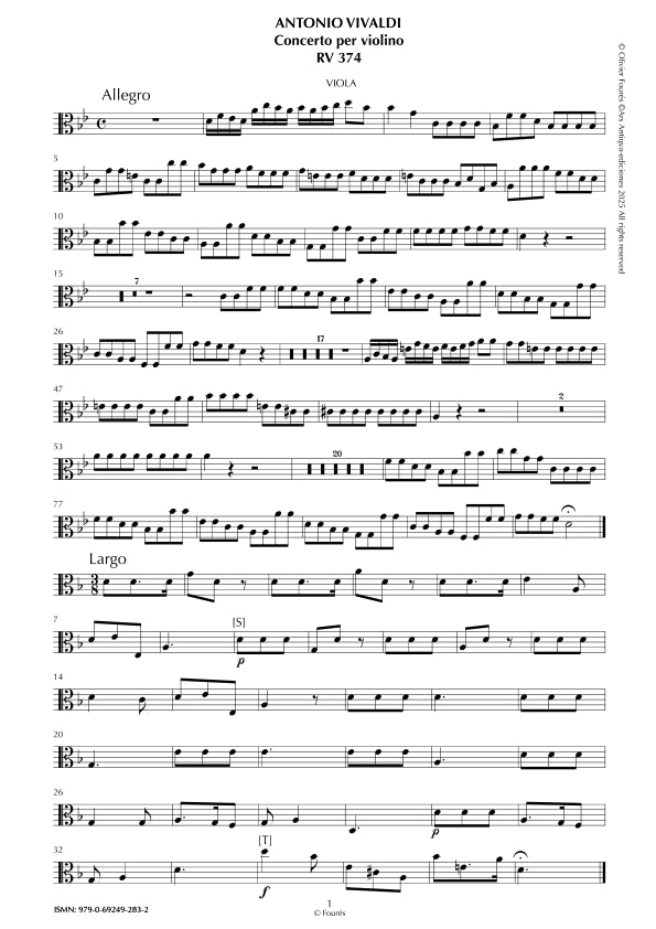 RV 374 Concerto per Violino in SI-b maggiore opera settima n.VI