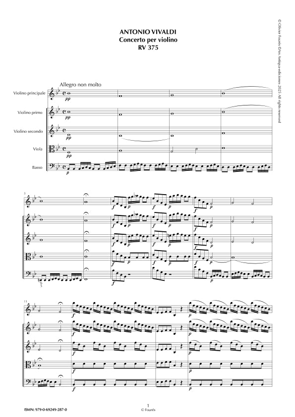 RV 375 Concerto per Violino in SI-b maggiore