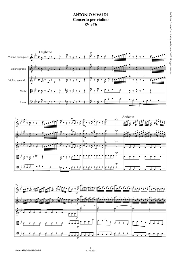 RV 376 Concerto per Violino in SI-b maggiore