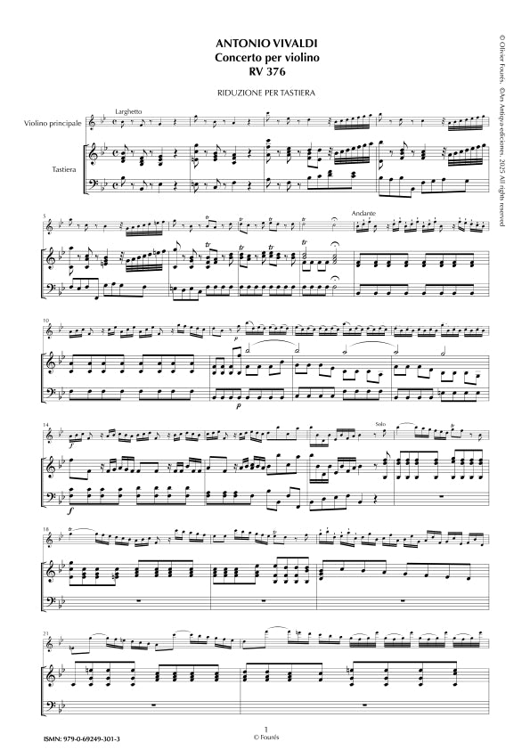 RV 376 Concerto per Violino in SI-b maggiore