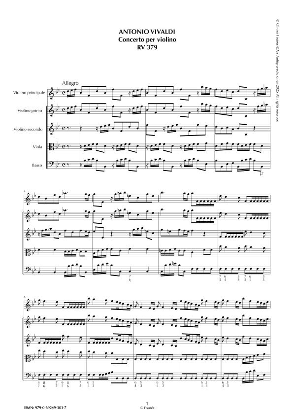 RV 379 Concerto per Violino in SI-b maggiore opera duodecima n.V