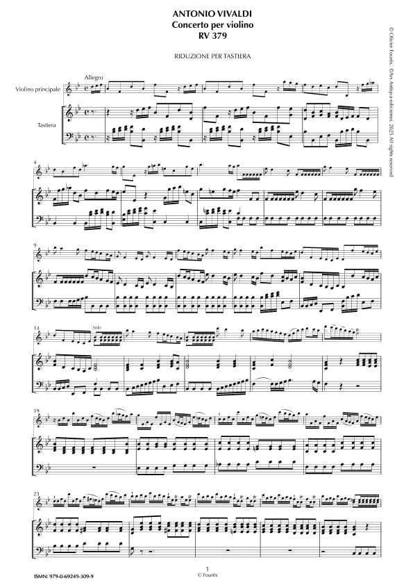 RV 379 Concerto per Violino in SI-b maggiore opera duodecima n.V