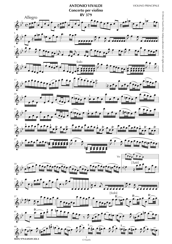 RV 379 Concerto per Violino in SI-b maggiore opera duodecima n.V