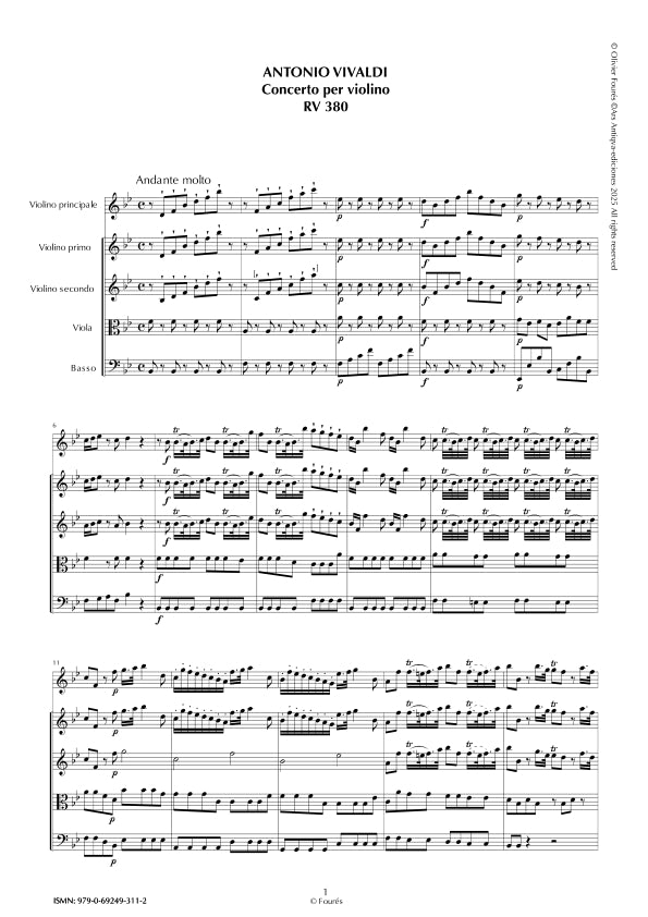 RV 380 Concerto per Violino in SI-b maggiore