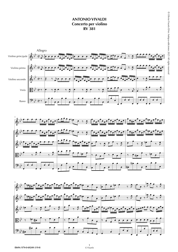 RV 381 Concerto per Violino in SI-b maggiore
