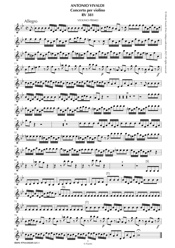 RV 381 Concerto per Violino in SI-b maggiore