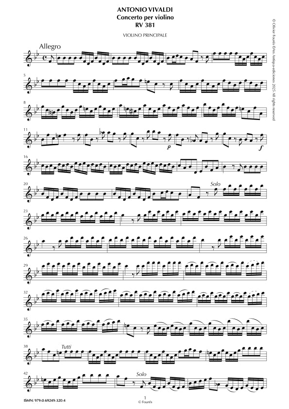 RV 381 Concerto per Violino in SI-b maggiore