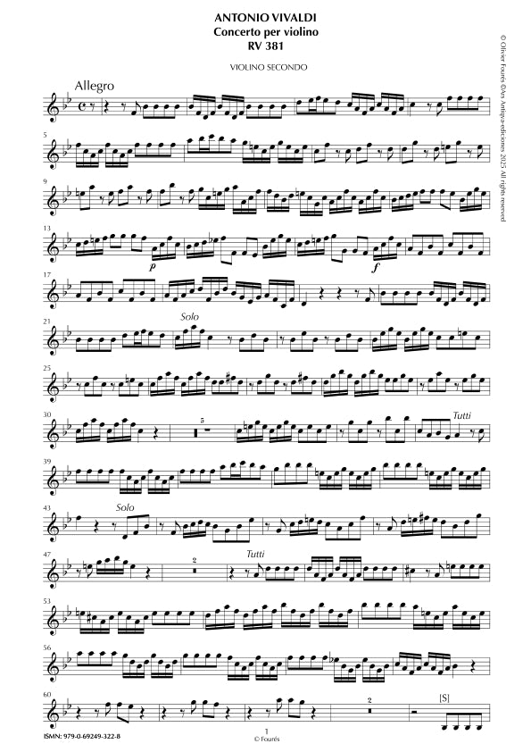 RV 381 Concerto per Violino in SI-b maggiore